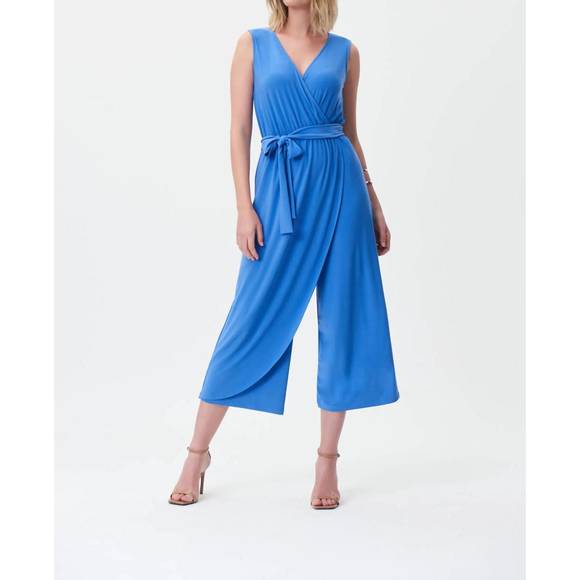 NEW JOSEPH RIBKOFF iris belted jumpsuit in blue - Picture 1 of 3